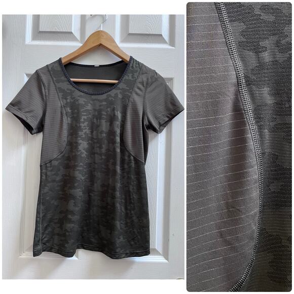 Lululemon Run For Days Mesh Deep Camo Short Sleeve Top Size 4 - Picture 9 of 9